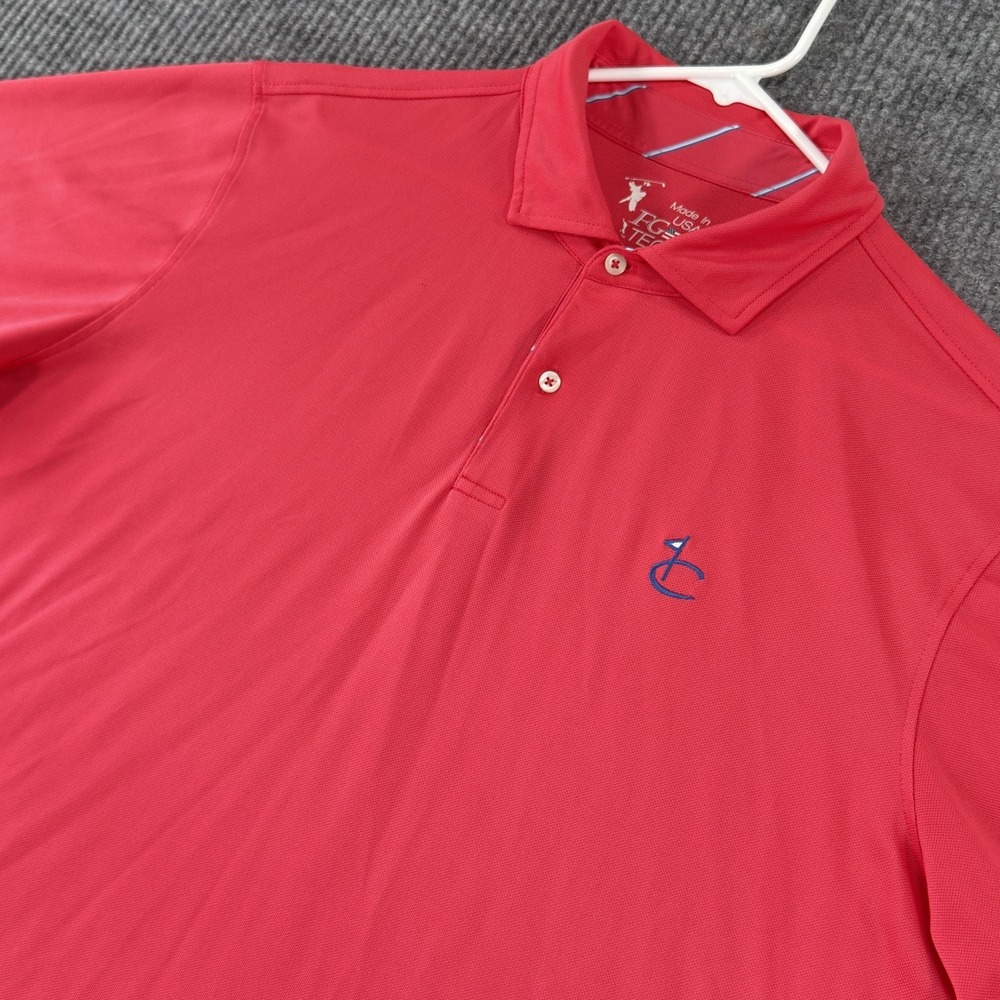 FG Tech Polo Shirt Mens XL Coral Solid Golf Performance Stretch Made USA Top